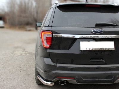 Защита заднего бампера"уголки" одинарные d-60 Технотек для Ford Explorer 2017 – н.в.