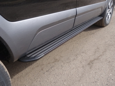 Пороги алюминиевые Slim Line Black ТСС для Mazda CX-5 2015-2021