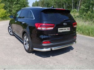 Защита заднего бампера овальная короткая 75-42 мм для Kia Sorento Prime № KIASOR15-18